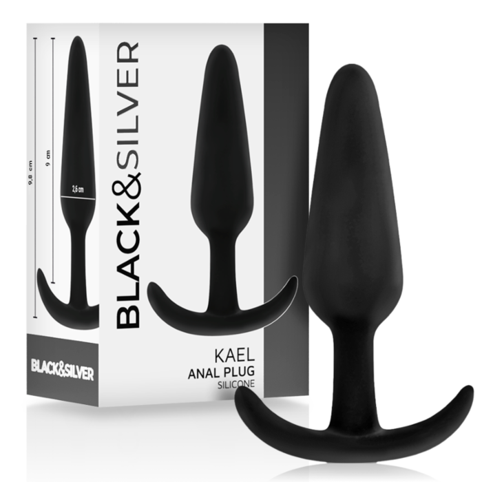 BLACK&SILVER - KAEL SILICONE ANAL PLUG WITH MEDIUM HANDLE BLACK&SILVER - KAEL SILICONE ANAL PLUG WITH MEDIUM HANDLE