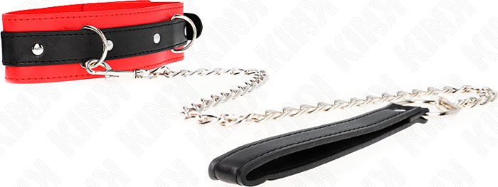Collar KINK Rojo 65 cm con Correa - BDSM Elegante