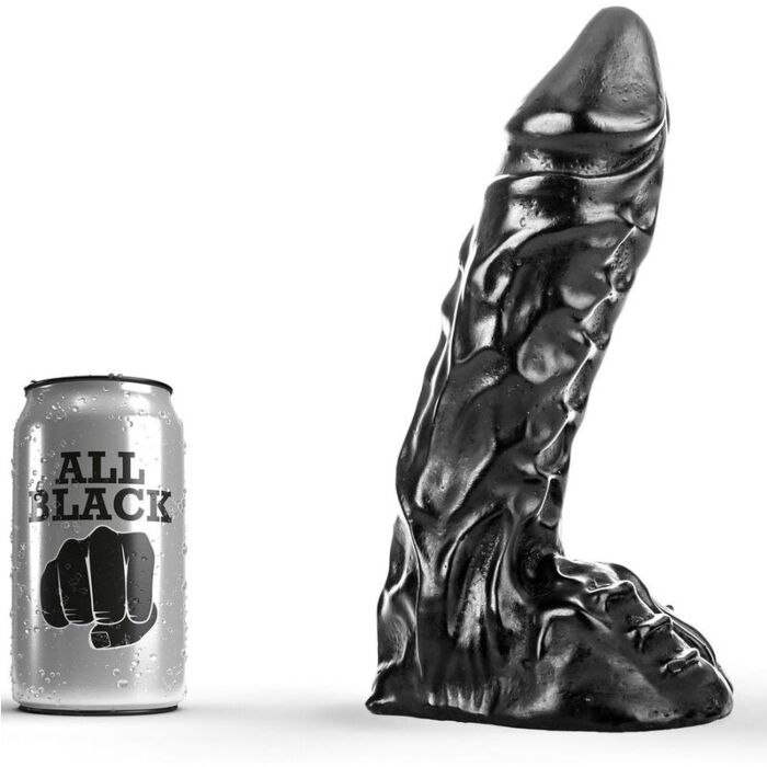Dildo All Black 23 cm con venas marcadas