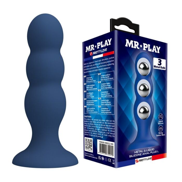 MR PLAY - ANAL PLUG WITH METAL BALLS AND SUCTION CUP BLUE MR PLAY - ANAL PLUG WITH METAL BALLS AND SUCTION CUP BLUE