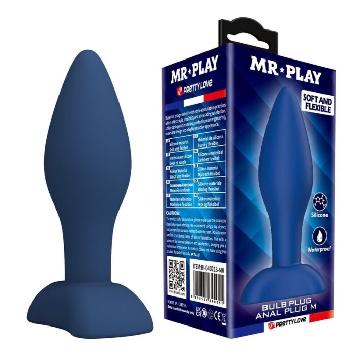 MR PLAY - TAPERED SILICONE ANAL PLUG BLUE M MR PLAY - TAPERED SILICONE ANAL PLUG BLUE M