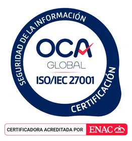 Certifikační značka OCA pro ISO/IEC 27001, akreditovaná ENAC